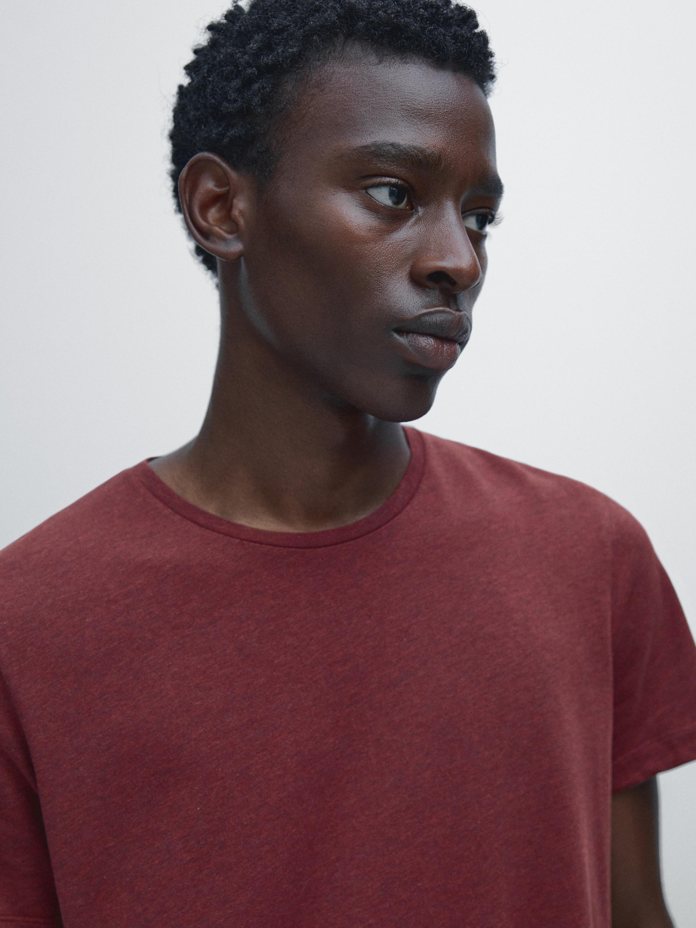 T-shirt chiné à manches courtes en coton léger